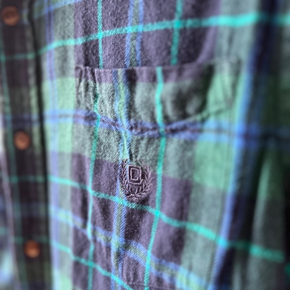 Chaps Casual Blue & Green Plaid Cotton Button Up Shirt M - Picture 5 of 8